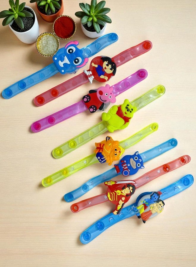 Evisha Set Of 6 Led Cartoon Character Kids Rakhi Wrist Band Bracelets fir Rakshabandhan Character Design And Colour May Vary - Image 2